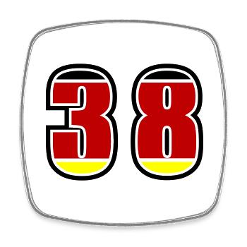 38 Nummer Deutschland Trikot - Viereckiger Kühlschrankmagnet - Weiß - Vorne