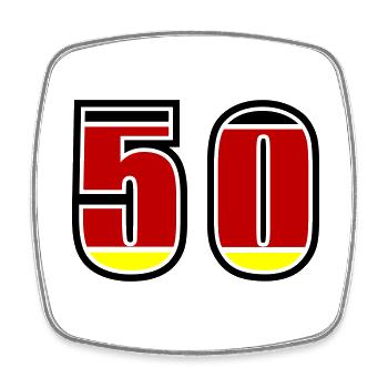 50 Nummer Deutschland Trikot - Viereckiger Kühlschrankmagnet - Weiß - Vorne