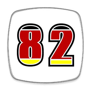 82 Nummer Deutschland Trikot - Viereckiger Kühlschrankmagnet - Weiß - Vorne