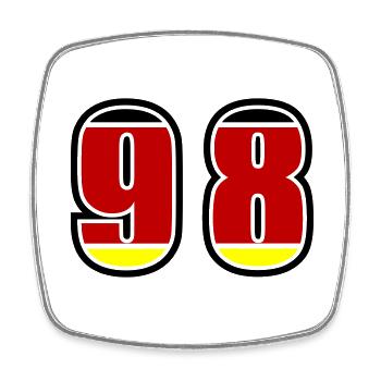 98 Nummer Deutschland Trikot - Viereckiger Kühlschrankmagnet - Weiß - Vorne