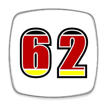 62 Number Germany Jersey - Square fridge magnet - white - Front