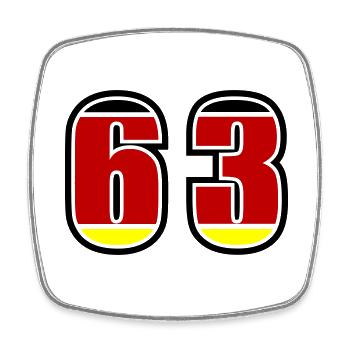 63 Number Germany Jersey - Square fridge magnet - white - Front