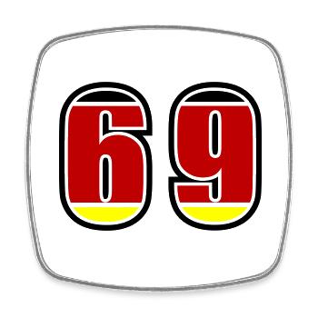 69 Number Germany Jersey - Square fridge magnet - white - Front