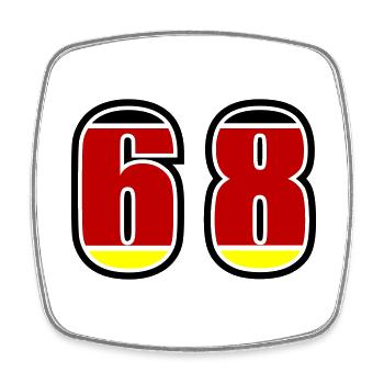 68 Nummer Deutschland Trikot - Viereckiger Kühlschrankmagnet - Weiß - Vorne