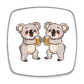 Koala Comic Beer Funny Booze - Square fridge magnet - white - Front
