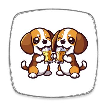 Beagle Dogs Bière Party Boisson - Magnet carré - blanc - Devant