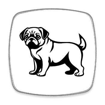 Pug Dog - Square fridge magnet - white - Front