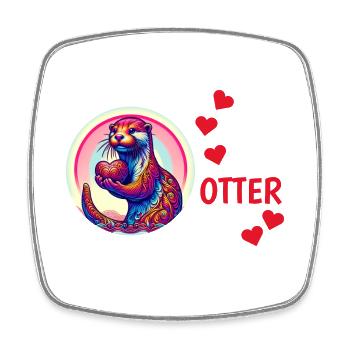 Loutre demi-amour cadeau - Magnet carré - blanc - Devant