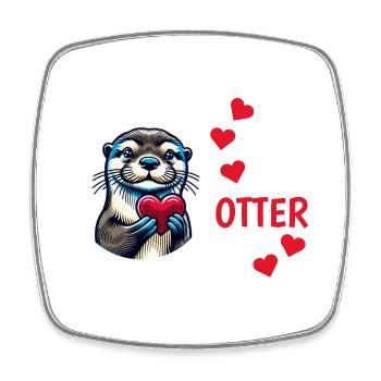 Loutre demi-amour cadeau - Magnet carré - blanc - Devant