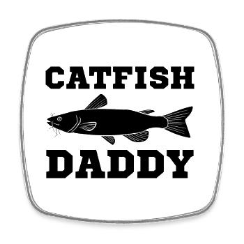 Poisson-chat Papa Papa Pêche au chat Pêcheur Fête des pères - Magnet carré - blanc - Devant