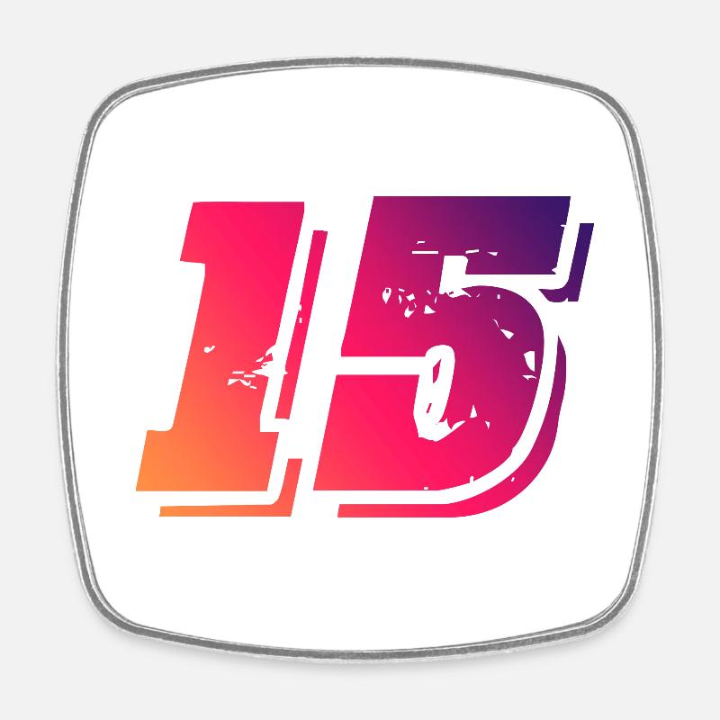 15 Number Symbol - Square fridge magnet - white