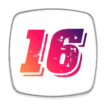 16 Number Symbol - Square fridge magnet - white - Front