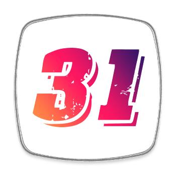 31 Number Symbol - Square fridge magnet - white - Front