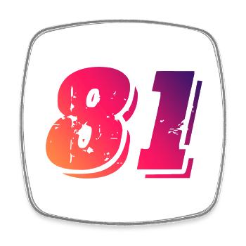 81 number symbol - Square fridge magnet - white - Front