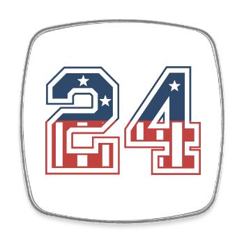Nummer 24 USA - Viereckiger Kühlschrankmagnet - Weiß - Vorne