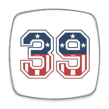 Nummer 39 USA - Viereckiger Kühlschrankmagnet - Weiß - Vorne