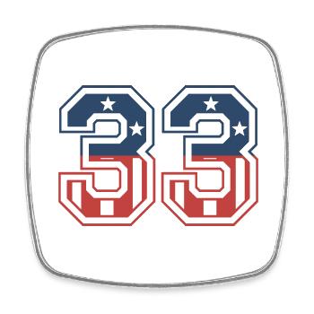 Number 33 USA - Square fridge magnet - white - Front