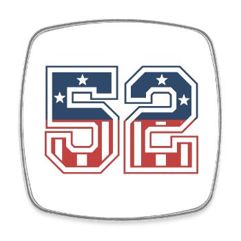 Nummer 52 USA - Viereckiger Kühlschrankmagnet - Weiß - Vorne