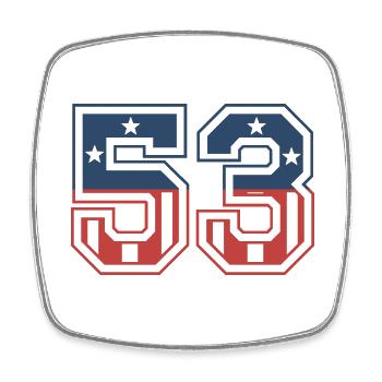 Numéro 53 États-Unis - Magnet carré - blanc - Devant