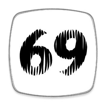 69 number jersey - Square fridge magnet - white - Front