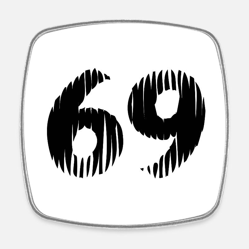 69 number jersey - Square fridge magnet - white