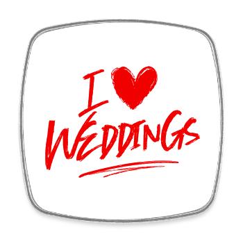 Ich liebe Hochzeit - Viereckiger Kühlschrankmagnet - Weiß - Vorne