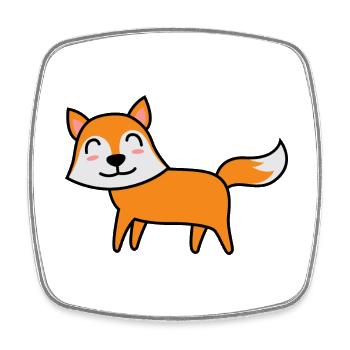 Fuchs Comic Tier - Viereckiger Kühlschrankmagnet - Weiß - Vorne