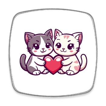 Katze Comic Paar Liebe - Viereckiger Kühlschrankmagnet - Weiß - Vorne