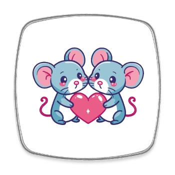 Maus Comic Paar Liebe - Viereckiger Kühlschrankmagnet - Weiß - Vorne
