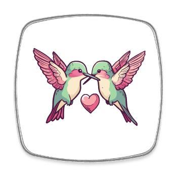 Colibri Oiseau Couple Amoureux Animal Saint-Valentin - Magnet carré - blanc - Devant