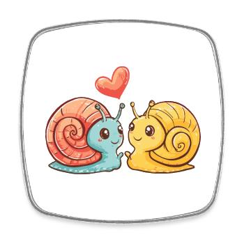 Couple d’escargots amoureux Animal Saint-Valentin - Magnet carré - blanc - Devant