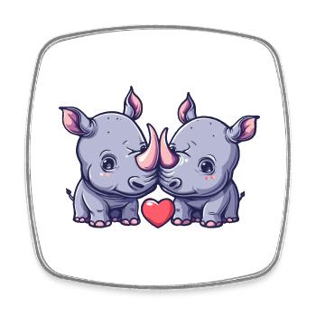 Nashorn Paar Liebe Couple Verliebt - Viereckiger Kühlschrankmagnet - Weiß - Vorne