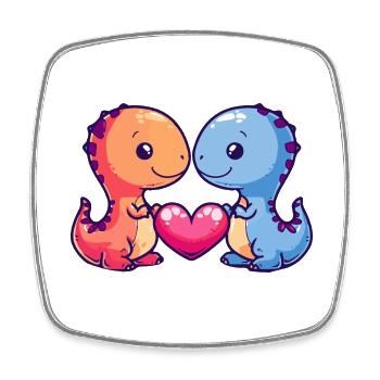 Dinosaure T-Rex Couple Amour Couple Amoureux - Magnet carré - blanc - Devant