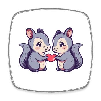 Squirrel Couple Love Couple In Love - Square fridge magnet - white - Front