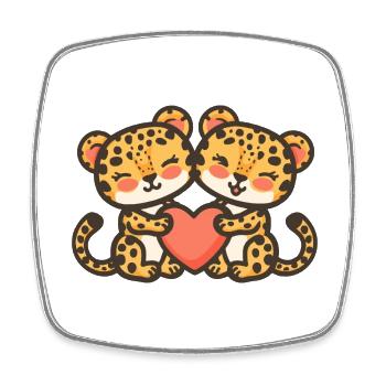 Leopard Paar Liebe Couple Verliebt - Viereckiger Kühlschrankmagnet - Weiß - Vorne