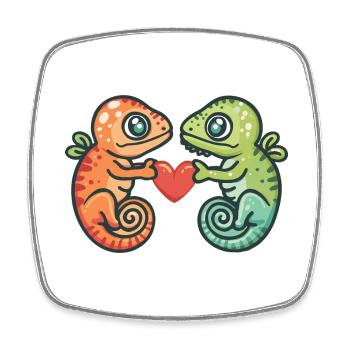 Couple Caméléon Amour Couple Amoureux - Magnet carré - blanc - Devant