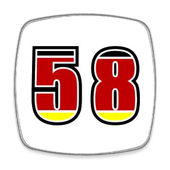 58 Nummer Deutschland Trikot - Viereckiger Kühlschrankmagnet - Weiß - Vorne