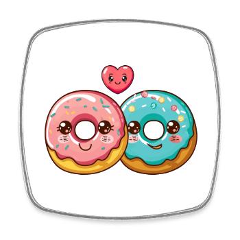 Donuts Paar Liebe Herz Lustig - Viereckiger Kühlschrankmagnet - Weiß - Vorne