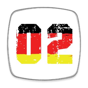 2 Zahl Deutschland Trikot - Viereckiger Kühlschrankmagnet - Weiß - Vorne