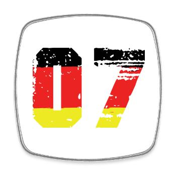 7 Zahl Deutschland Trikot - Viereckiger Kühlschrankmagnet - Weiß - Vorne
