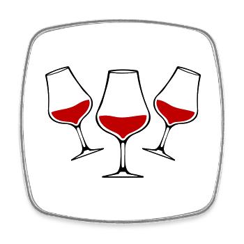 Verre à vin rouge symbole de vin - Magnet carré - blanc - Devant