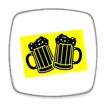 Symbole de boire de la bière - Magnet carré - blanc - Devant