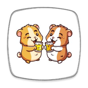Hamster Beer Party Drink - Square fridge magnet - white - Front