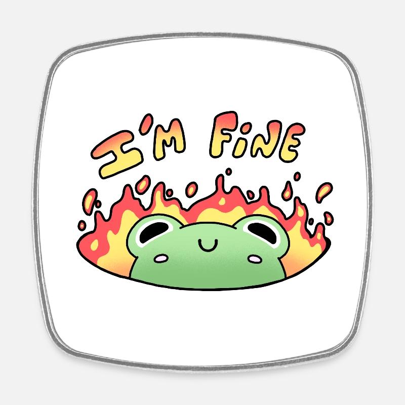 Frog "I'm fine" - Square fridge magnet - white