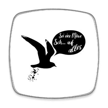 Sei eine Möwe scheiss auf alles. Möwensilhouette - Viereckiger Kühlschrankmagnet - Weiß - Vorne