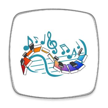 Klavier Musiknoten Streetart - Viereckiger Kühlschrankmagnet - Weiß - Vorne