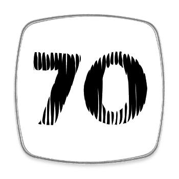 70 number jersey - Square fridge magnet - white - Front