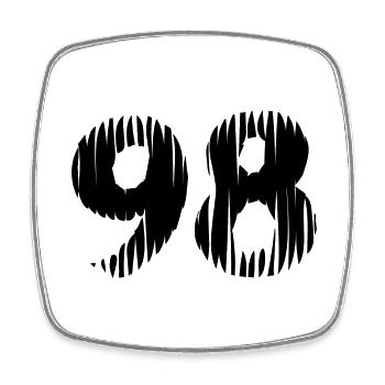 98 number jersey - Square fridge magnet - white - Front