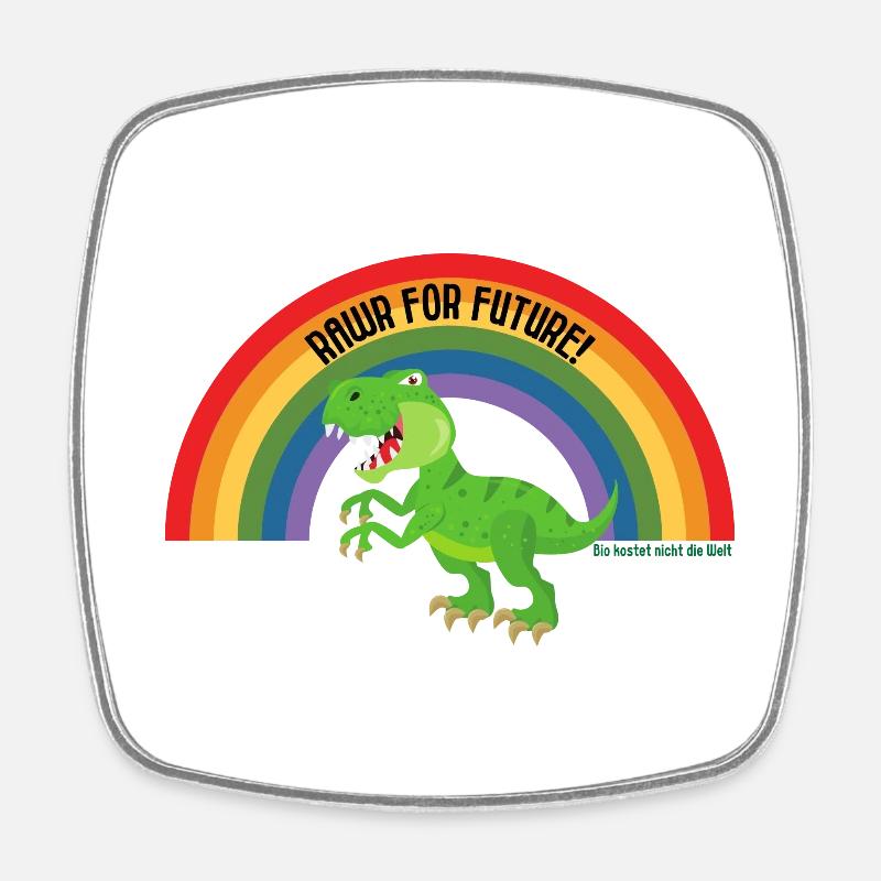 RAWR FOR FUTURE - T-REX II - Regenbogen Dino - Viereckiger Kühlschrankmagnet - Weiß