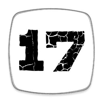 17 number jersey - Square fridge magnet - white - Front